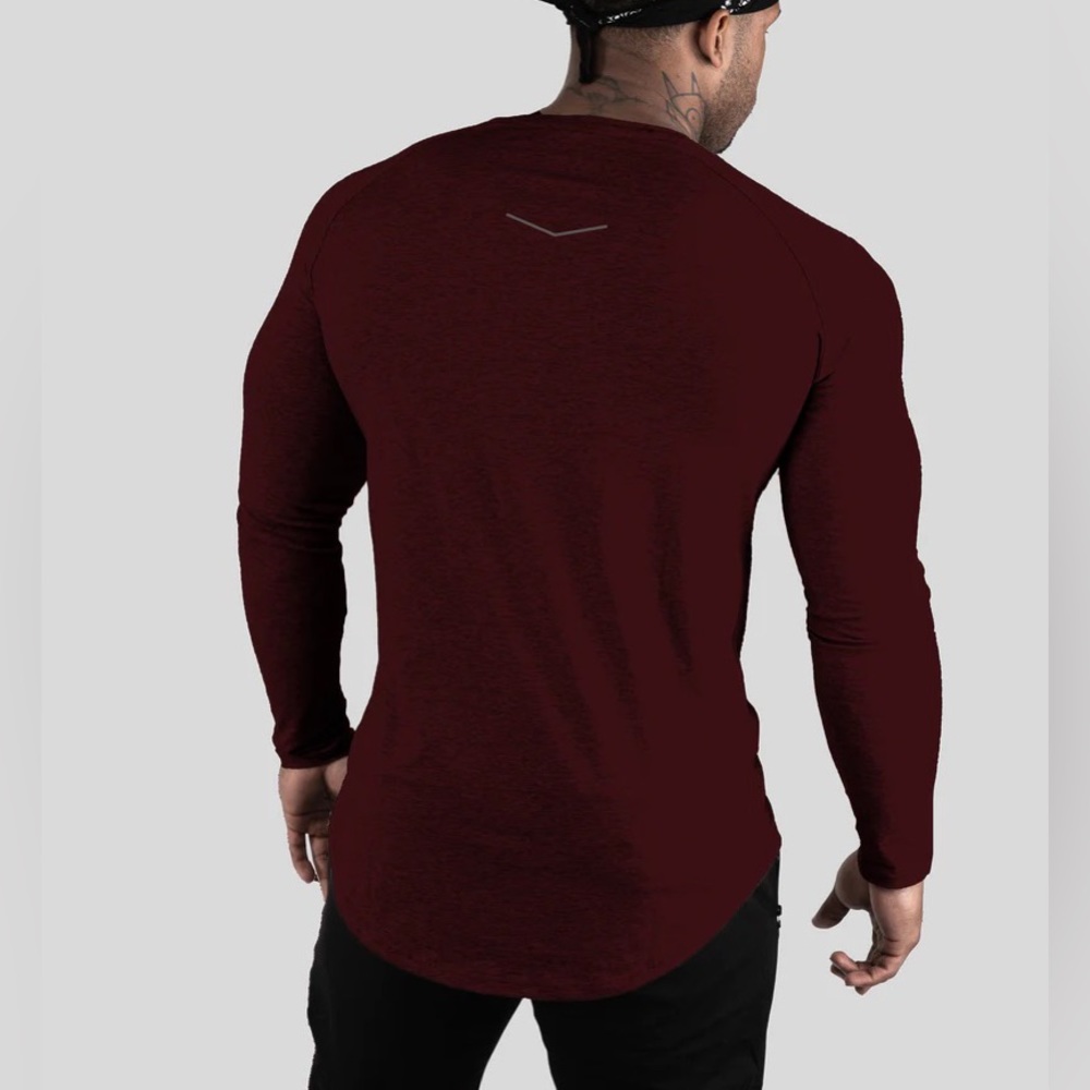 Alpha Clothing Burgundy Performance Long Sleeve Shirt in Size Mens Medium